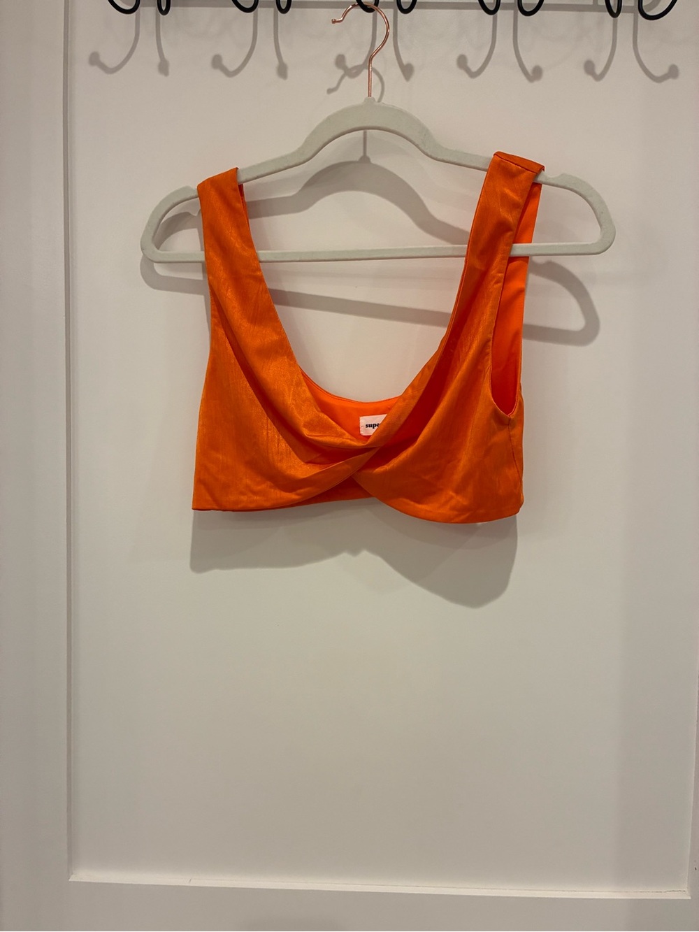superdown Bright Orange Draped Satin Crop